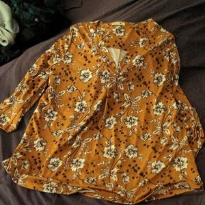 silky soft fall floral shirt and burnt orange